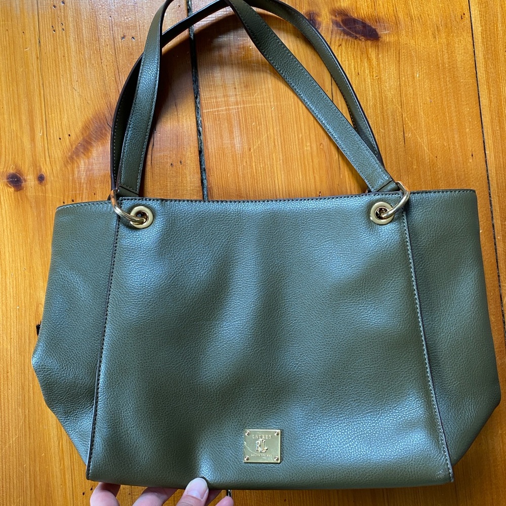 Lauren Ralph Lauren Green Leather Shoulder Bag